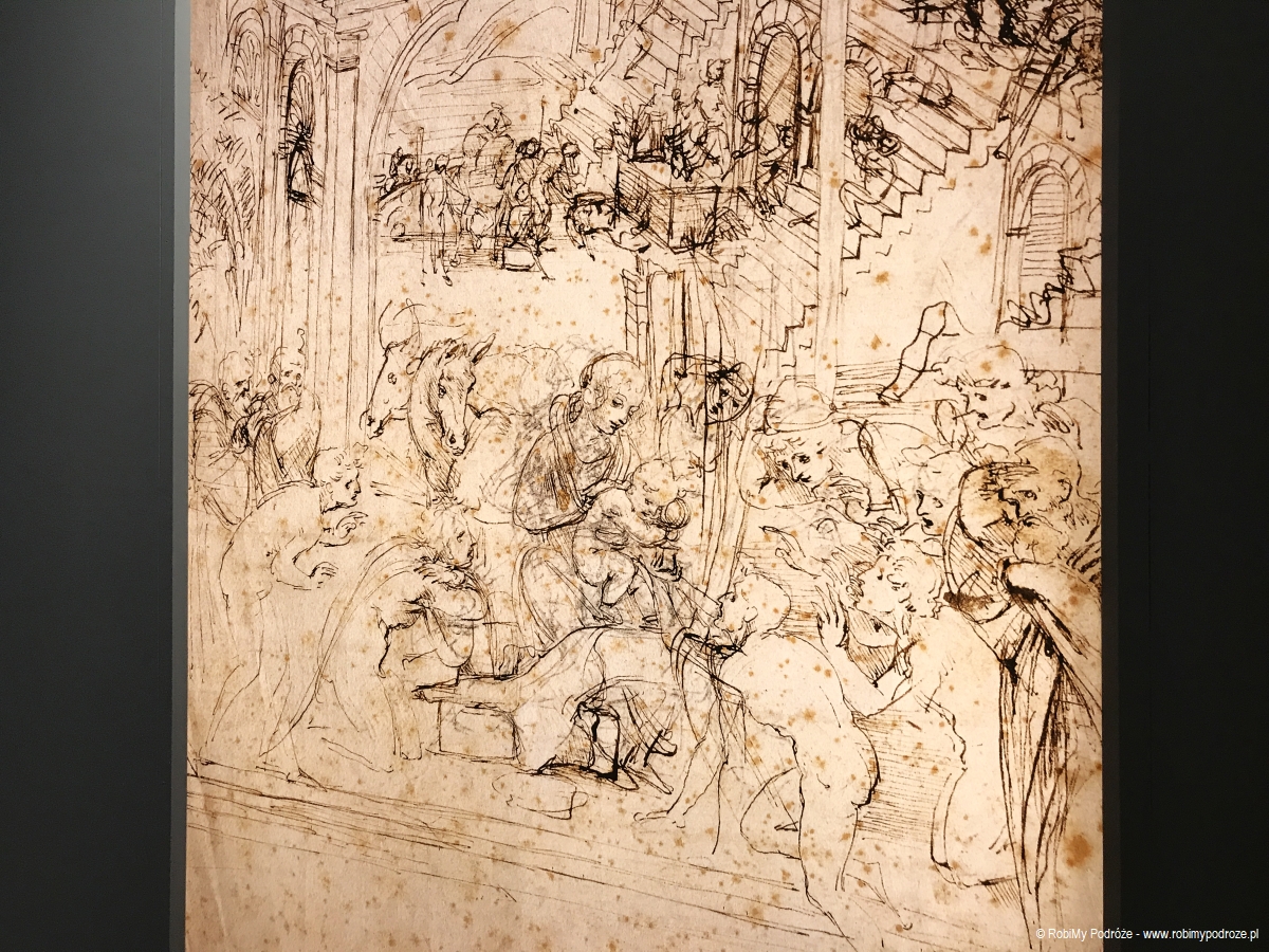 Szkic Leonardo da Vinci – Pokłon Trzech Króli