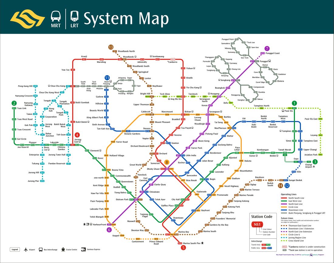 metro w Singapurze - mapa